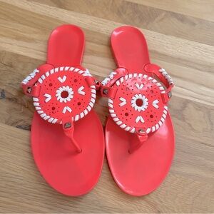 Jack Rogers Georgica Jelly Sandals Coral and White Shoes 9